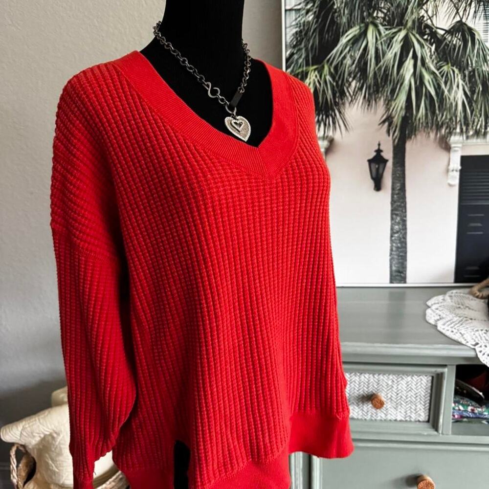 American eagle outfitters red waffle sweatshirt